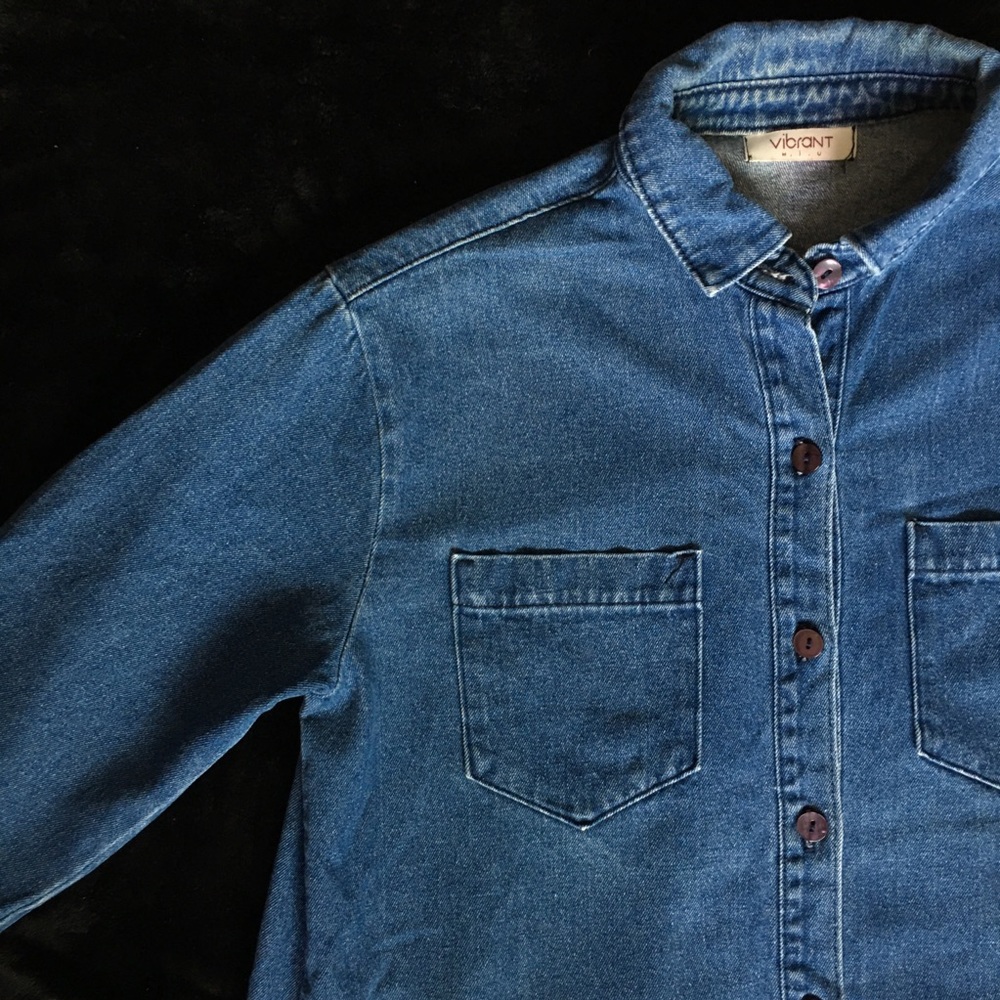 Vibrant m.i.u. Denim Dress | Extended Long Sleeve - Picture 4 of 14